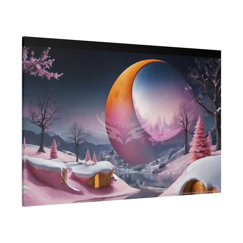 Color Coordinated Fantasy Giant Winter Moon Pastels Canvas Prints -- Oil-Style Matte Stretched 1.25’’ Canvas