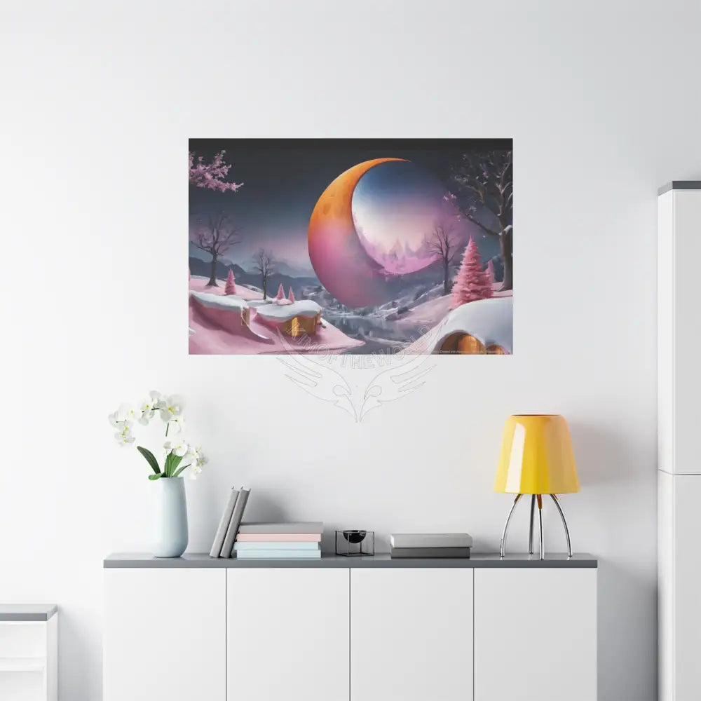 Color Coordinated Fantasy Giant Winter Moon Pastels Canvas Prints -- Oil-Style Matte Stretched 1.25’’ Canvas