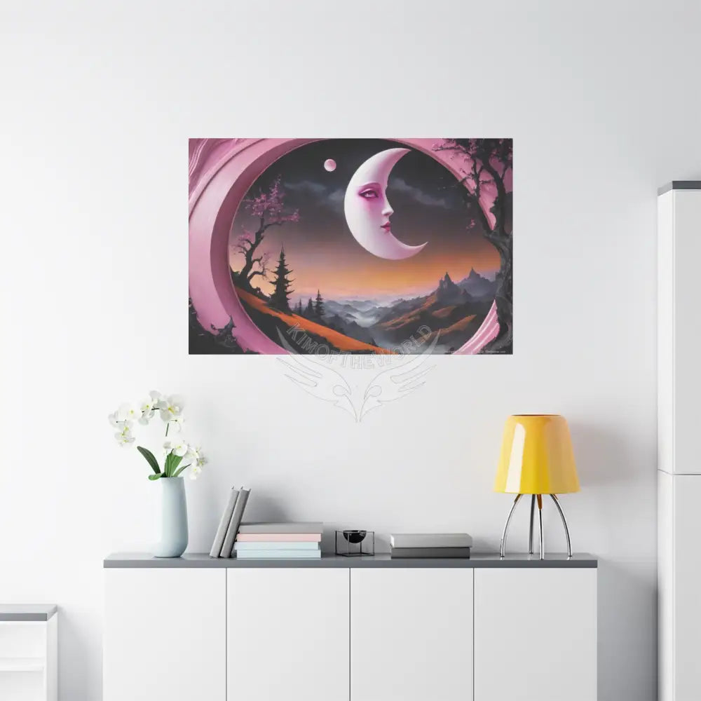 Color Coordinated Fantasy Giant Winter Moon Pastels Canvas Prints -- Oil-Style Matte Stretched 1.25’’ Canvas