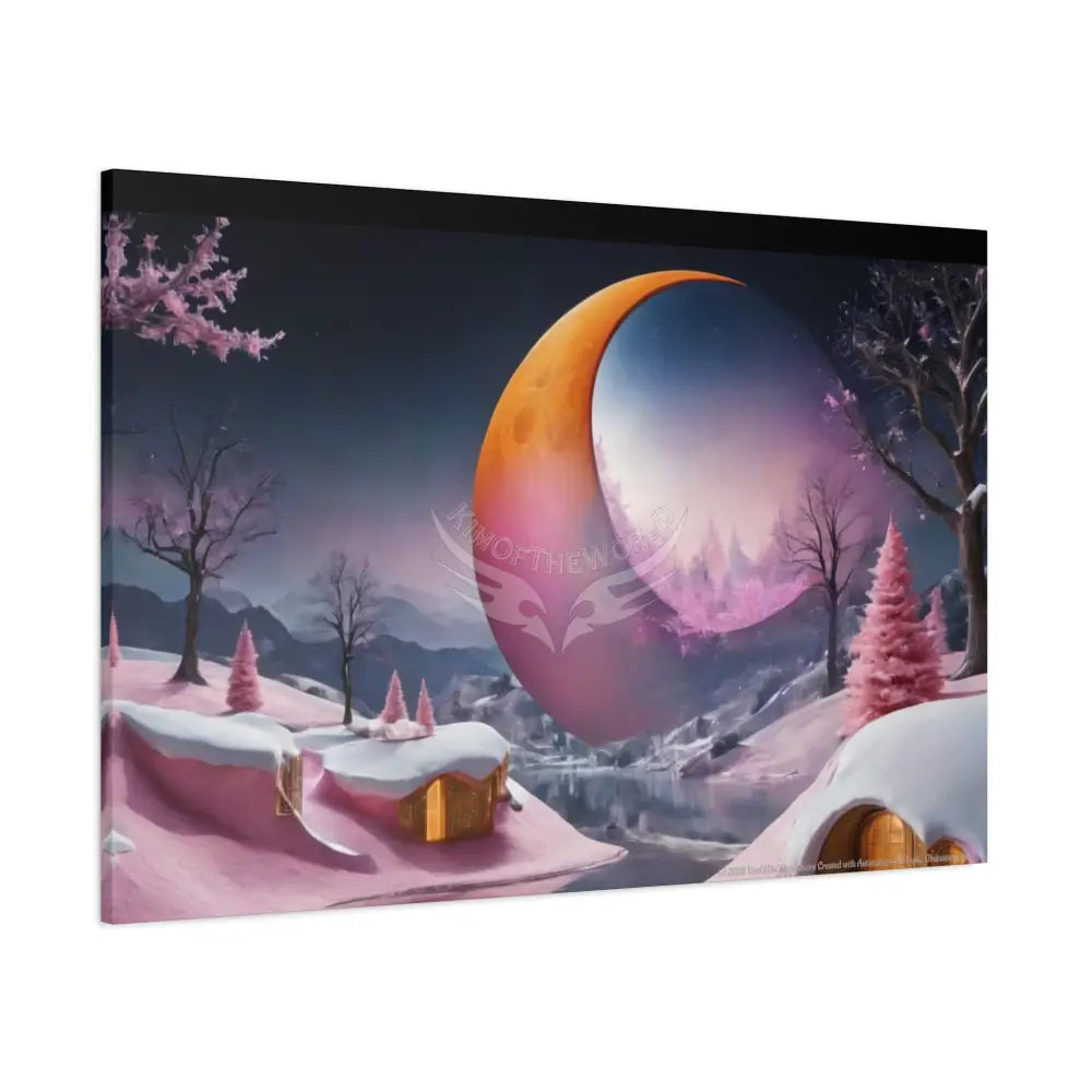 Color Coordinated Fantasy Giant Winter Moon Pastels Canvas Prints -- Oil-Style Matte Stretched 1.25’’ Canvas