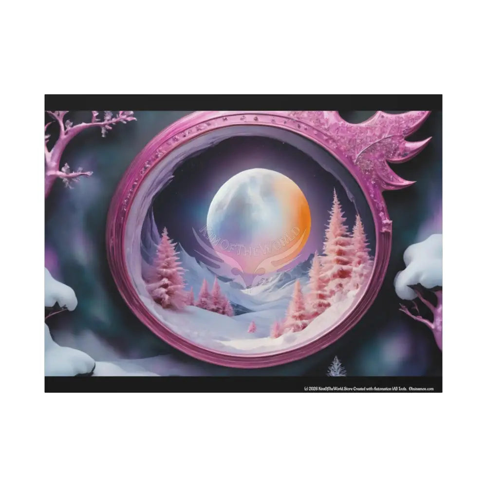 Color Coordinated Fantasy Giant Winter Moon Winter Pastels Canvas Prints -- Oil-Style Matte Stretched 1.25’’ 48’’ x