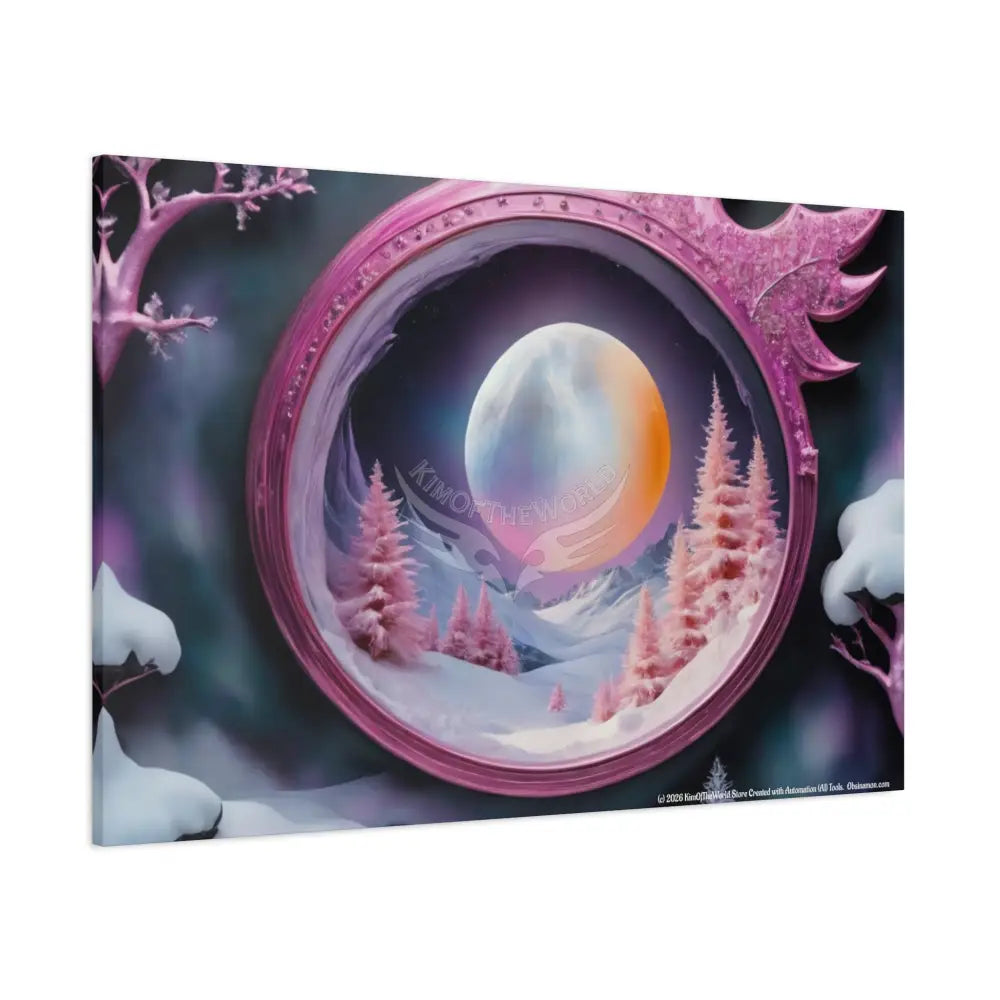 Color Coordinated Fantasy Giant Winter Moon Winter Pastels Canvas Prints -- Oil-Style Matte Stretched 1.25’’ Canvas