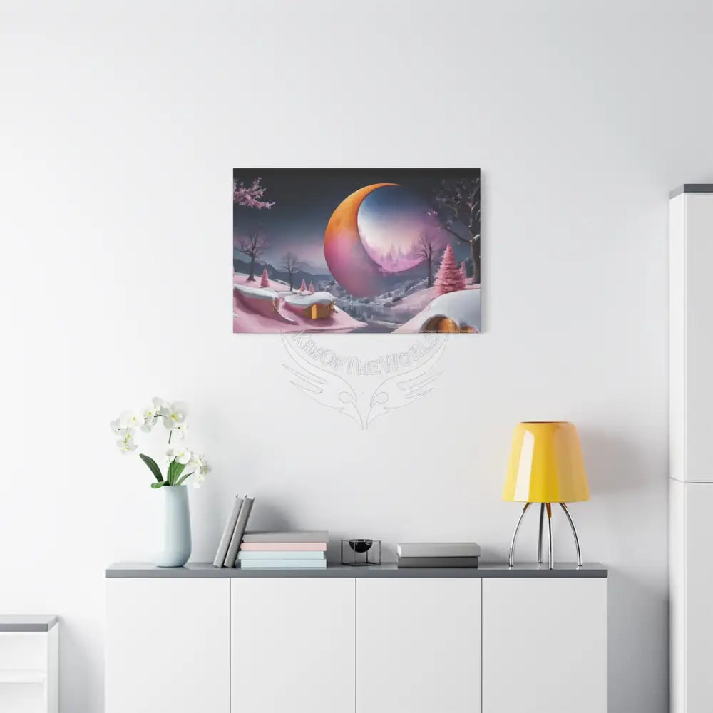 Color Coordinated Fantasy Giant Winter Moon Pastels Canvas Prints -- Oil-Style Matte Stretched 1.25’’ Canvas