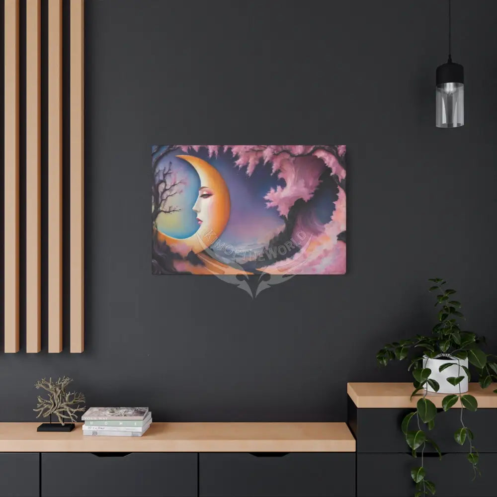 Color Coordinated Fantasy Giant Winter Moon Pastels Canvas Prints -- Oil-Style Matte Stretched 1.25’’ Canvas