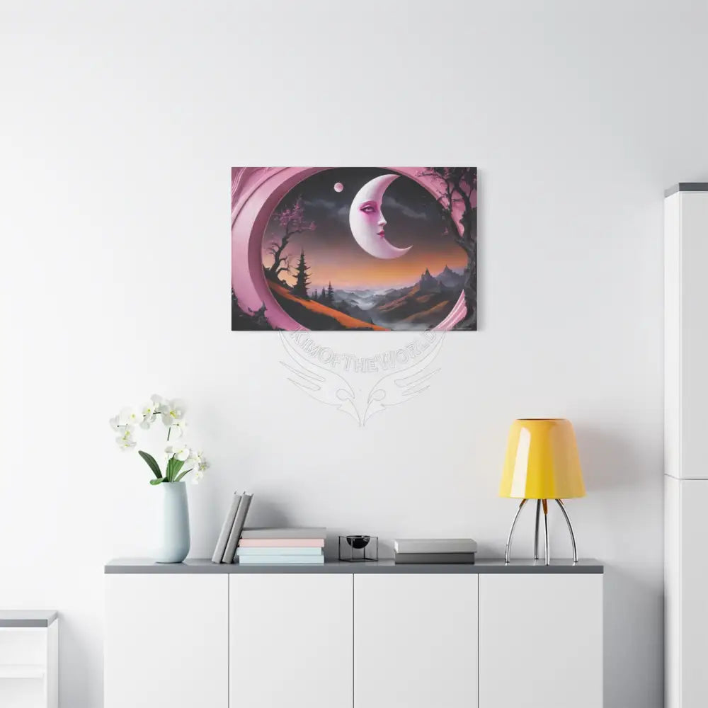Color Coordinated Fantasy Giant Winter Moon Pastels Canvas Prints -- Oil-Style Matte Stretched 1.25’’ Canvas