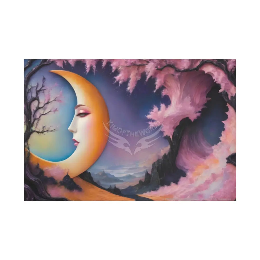Color Coordinated Fantasy Giant Winter Moon Pastels Canvas Prints -- Oil-Style Matte Stretched 1.25’’ 60’’ x 40’’