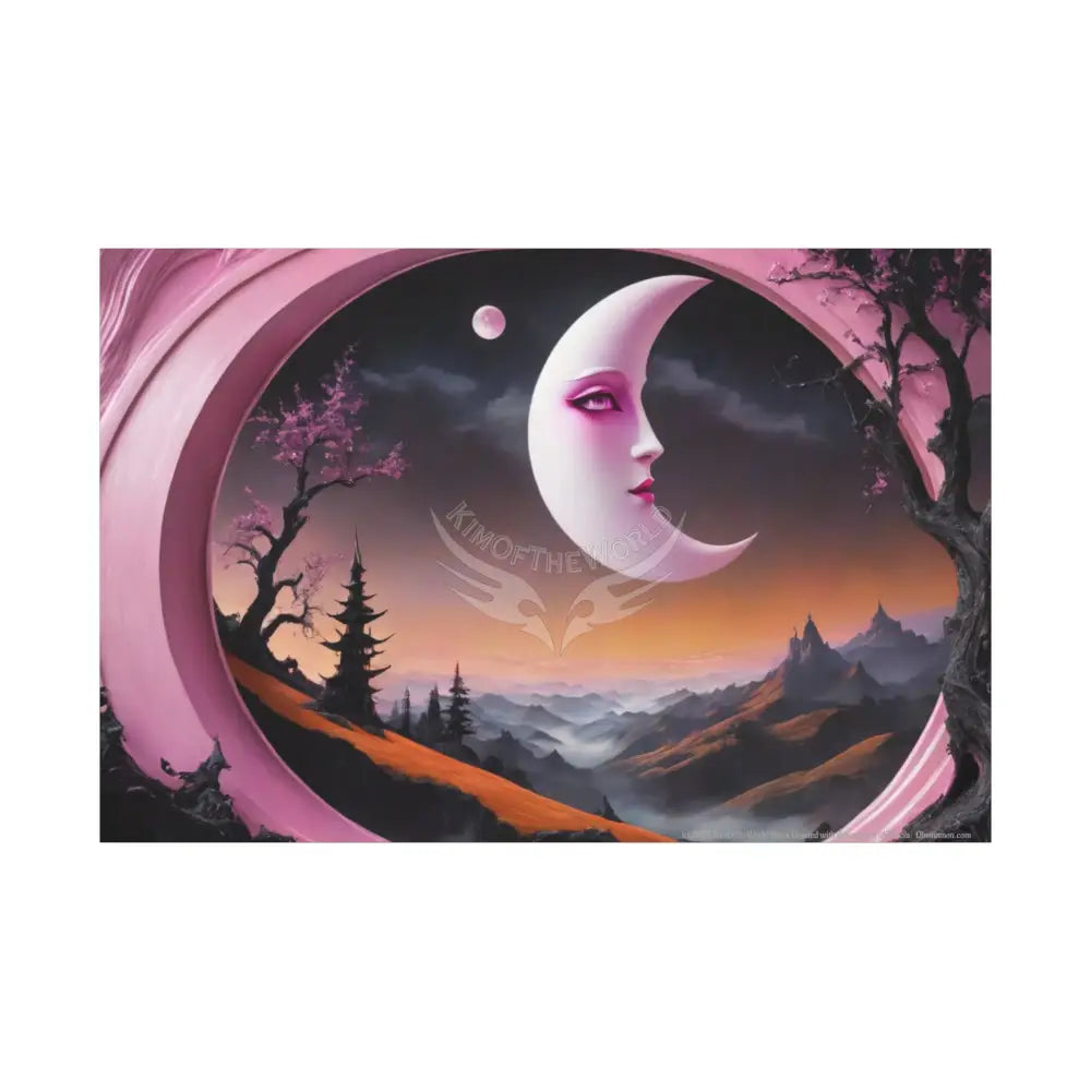 Color Coordinated Fantasy Giant Winter Moon Pastels Canvas Prints -- Oil-Style Matte Stretched 1.25’’ 60’’ x 40’’