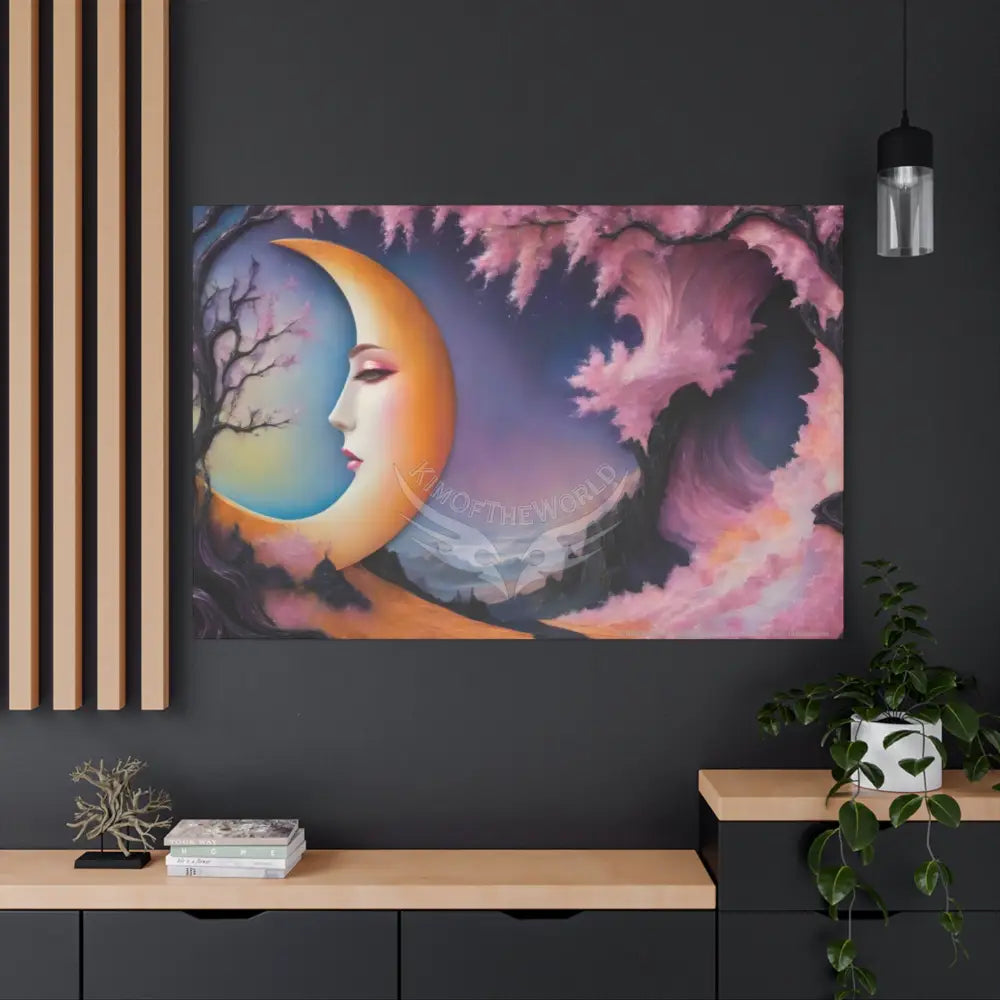 Color Coordinated Fantasy Giant Winter Moon Pastels Canvas Prints -- Oil-Style Matte Stretched 1.25’’ Canvas