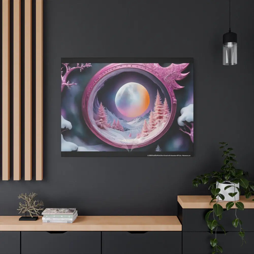 Color Coordinated Fantasy Giant Winter Moon Winter Pastels Canvas Prints -- Oil-Style Matte Stretched 1.25’’ Canvas