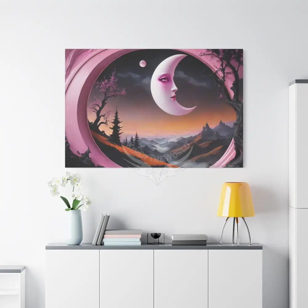 Color Coordinated Fantasy Giant Winter Moon Pastels Canvas Prints -- Oil-Style Matte Stretched 1.25’’ Canvas