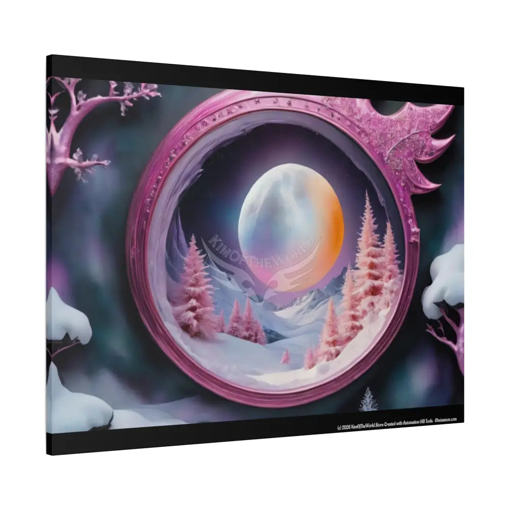 Color Coordinated Fantasy Giant Winter Moon Winter Pastels Canvas Prints -- Oil-Style Matte Stretched 1.25’’ Canvas