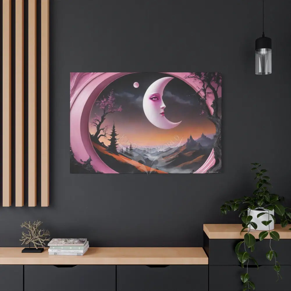 Color Coordinated Fantasy Giant Winter Moon Pastels Canvas Prints -- Oil-Style Matte Stretched 1.25’’ Canvas
