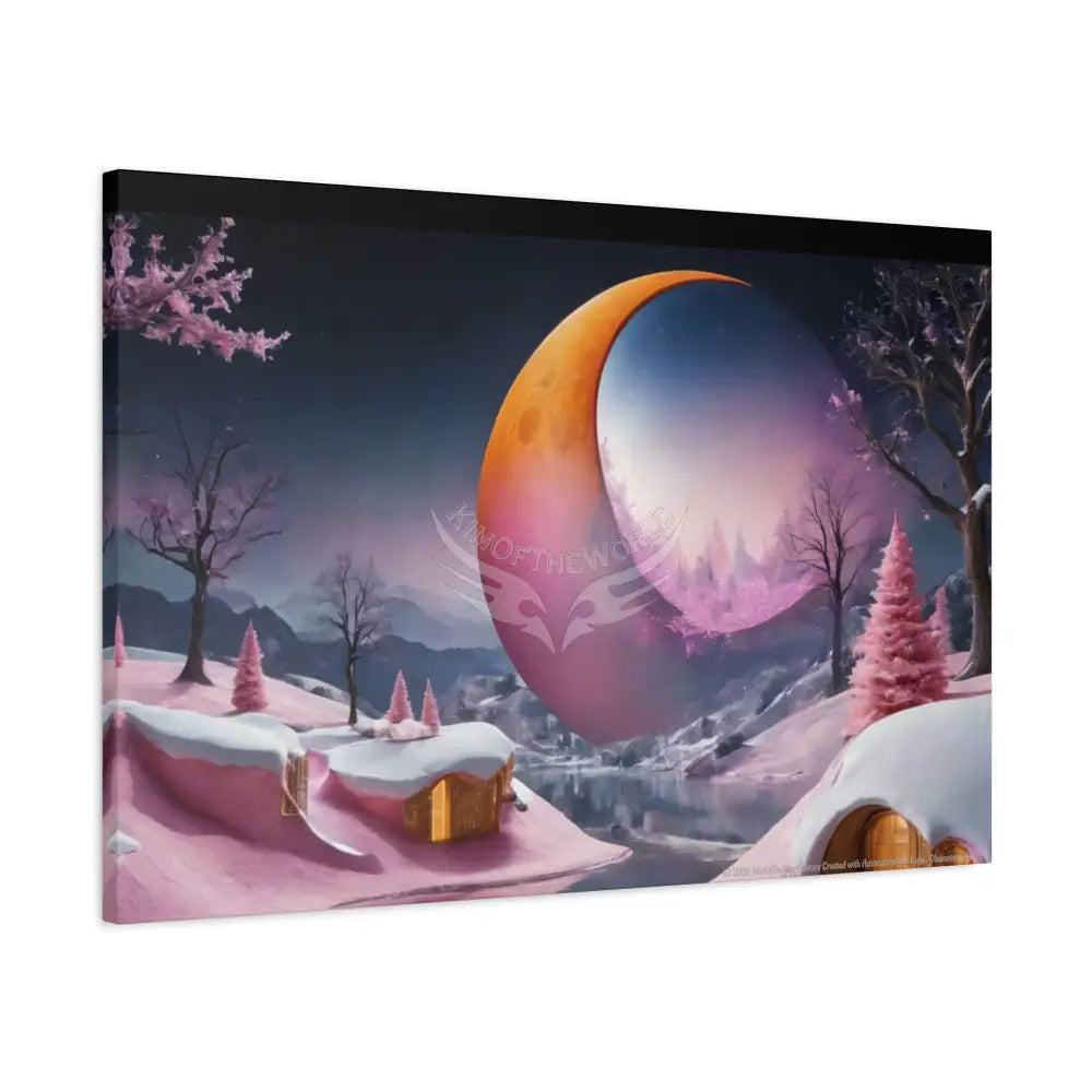 Color Coordinated Fantasy Giant Winter Moon Pastels Canvas Prints -- Oil-Style Matte Stretched 1.25’’ Canvas