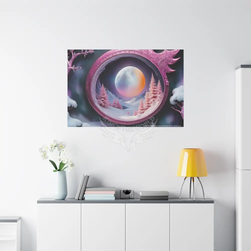 Color Coordinated Fantasy Giant Winter Moon Winter Pastels Canvas Prints -- Oil-Style Matte Stretched 1.25’’ Canvas