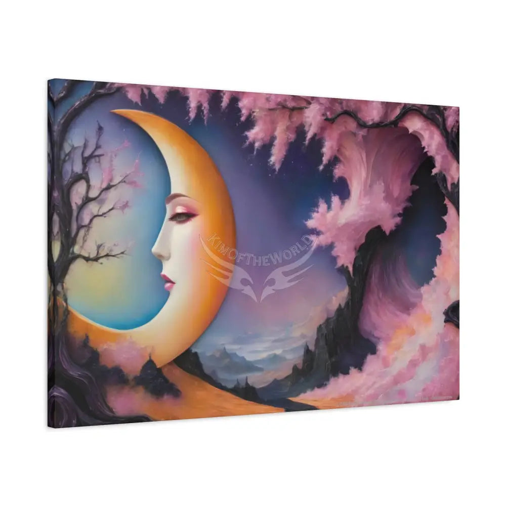 Color Coordinated Fantasy Giant Winter Moon Pastels Canvas Prints -- Oil-Style Matte Stretched 1.25’’ Canvas
