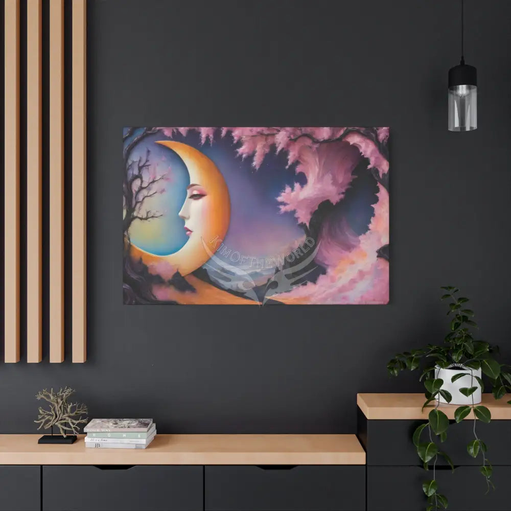 Color Coordinated Fantasy Giant Winter Moon Pastels Canvas Prints -- Oil-Style Matte Stretched 1.25’’ Canvas
