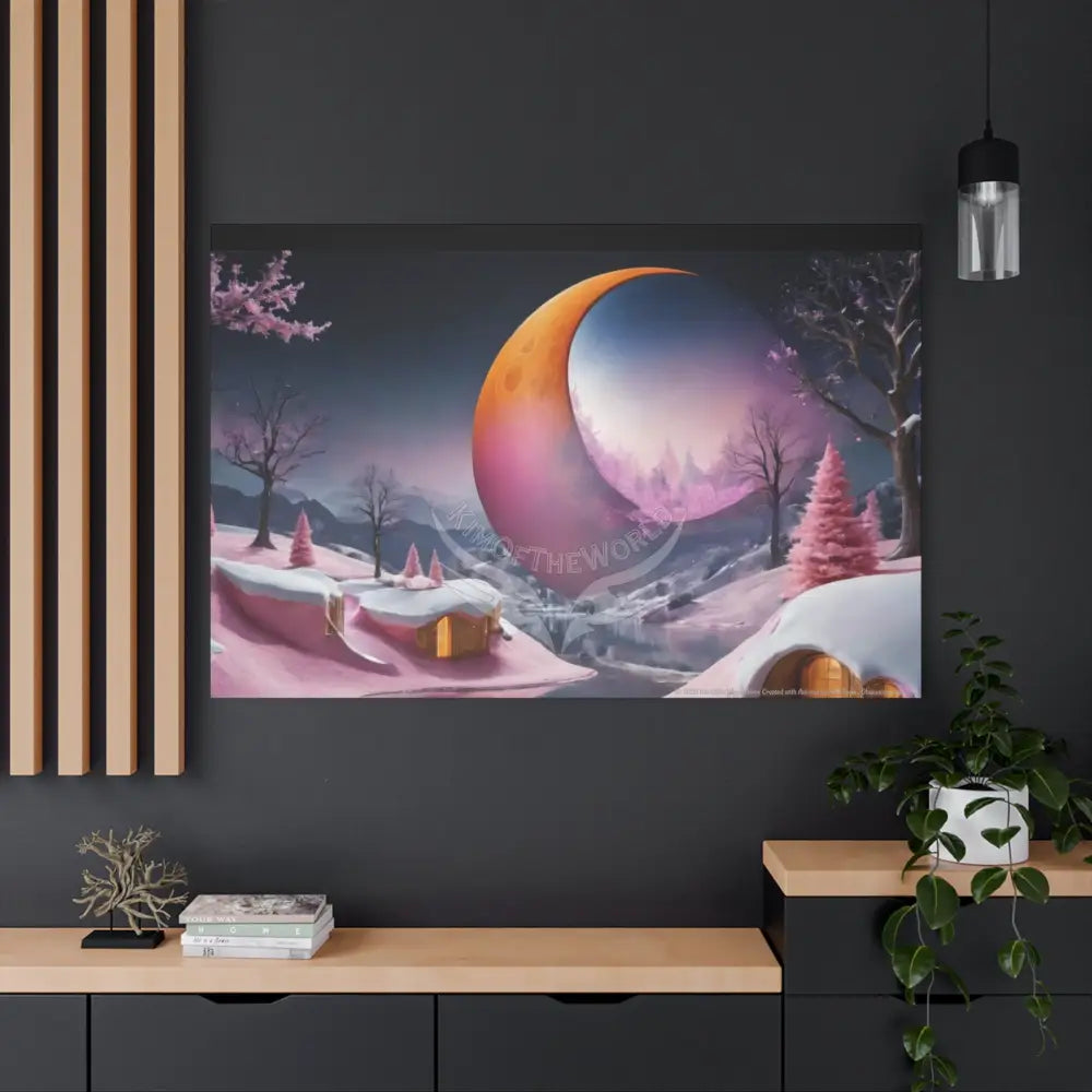 Color Coordinated Fantasy Giant Winter Moon Pastels Canvas Prints -- Oil-Style Matte Stretched 1.25’’ Canvas