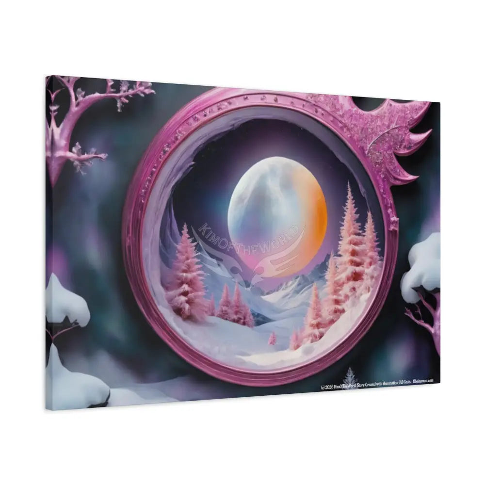 Color Coordinated Fantasy Giant Winter Moon Winter Pastels Canvas Prints -- Oil-Style Matte Stretched 1.25’’ Canvas