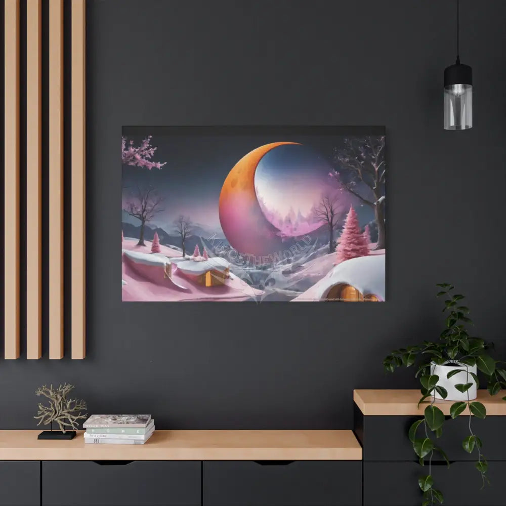Color Coordinated Fantasy Giant Winter Moon Pastels Canvas Prints -- Oil-Style Matte Stretched 1.25’’ Canvas