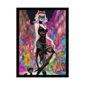 Colorful Anime Cat Lady Tall Girl Fashion Giantess Stiletto Fetish Poster — Art Print 18″ x 24″ (Vertical) / Semi