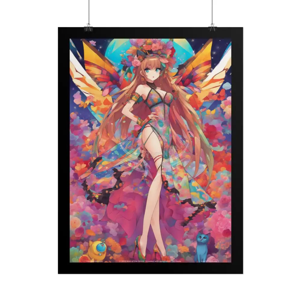 Colorful Anime Tall Girl Naughty Giantess Sexy Skimpy Fashion Fun Stiletto Fetish Poster — 3D Lingerie Stiletto Cat