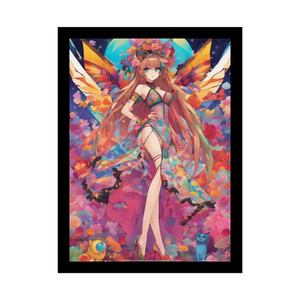 Colorful Anime Tall Girl Naughty Giantess Sexy Skimpy Fashion Fun Stiletto Fetish Poster — 3D Lingerie Stiletto Cat