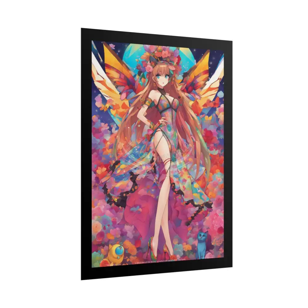 Colorful Anime Tall Girl Naughty Giantess Sexy Skimpy Fashion Fun Stiletto Fetish Poster — 3D Lingerie Stiletto Cat