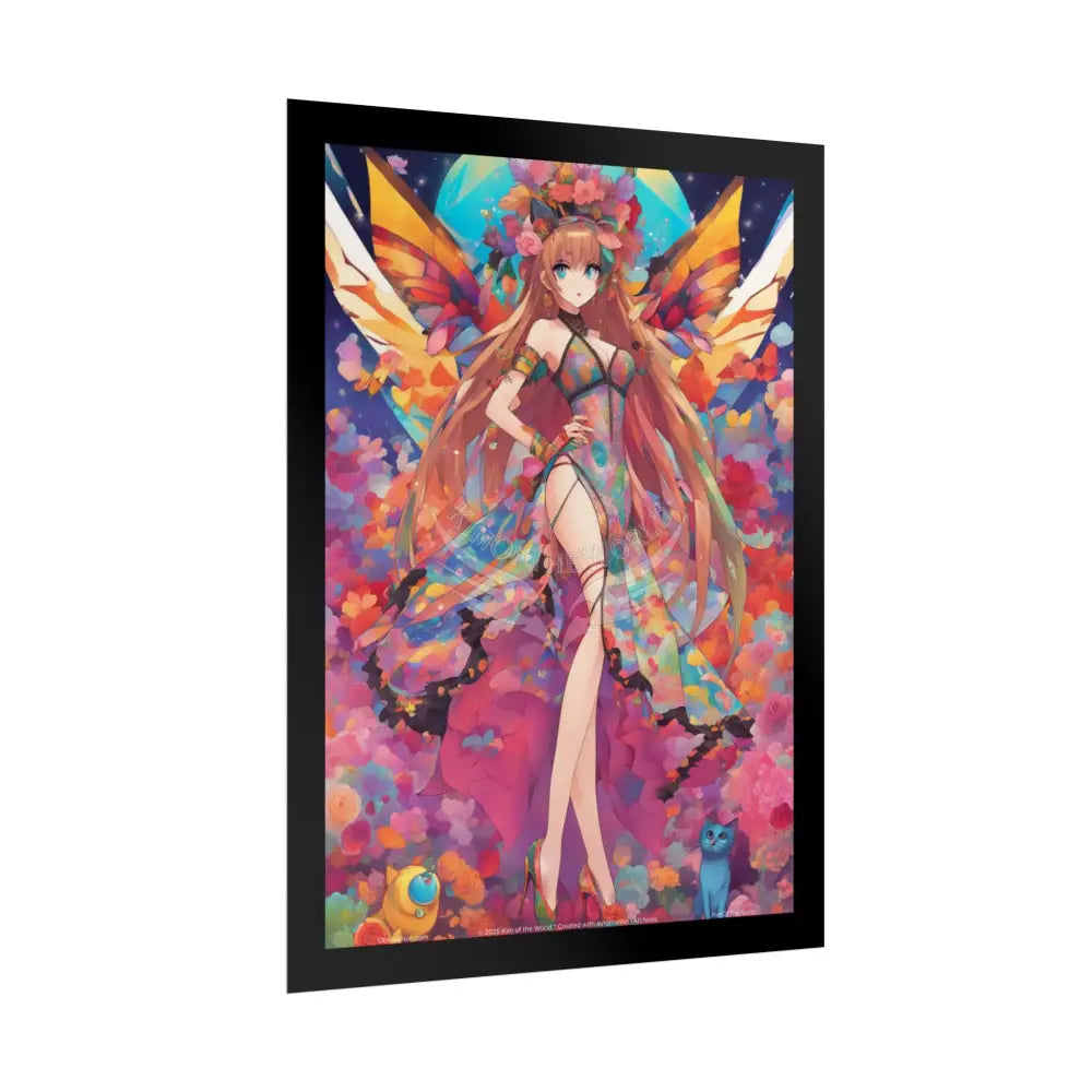 Colorful Anime Tall Girl Naughty Giantess Sexy Skimpy Fashion Fun Stiletto Fetish Poster — 3D Lingerie Stiletto Cat