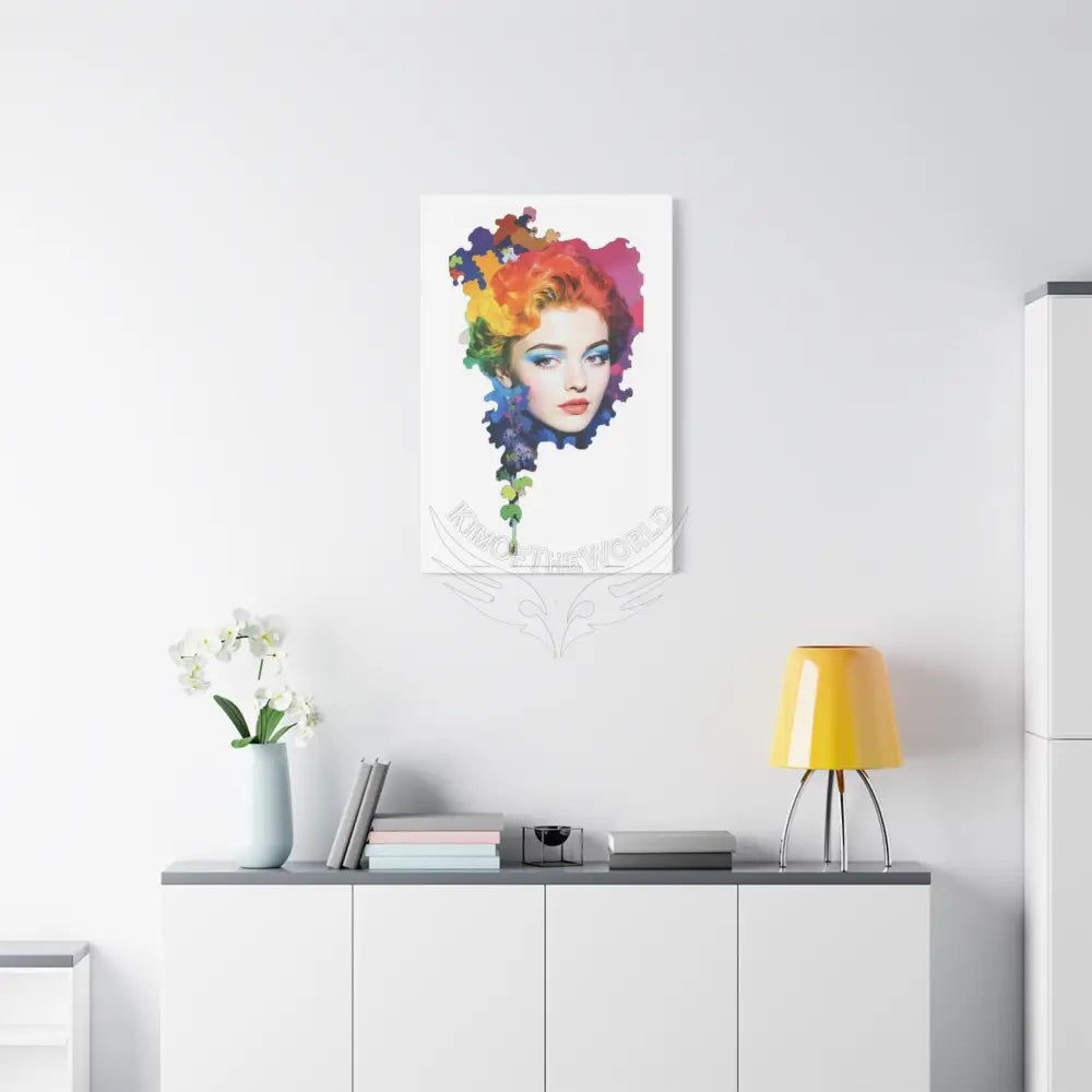 Colorful Artist Paint Lady Portrait Canvas Wall Art — Matte Stretched 1.25’’ 24’’ x 36’’ (Vertical) / 1.25’’ Canvas