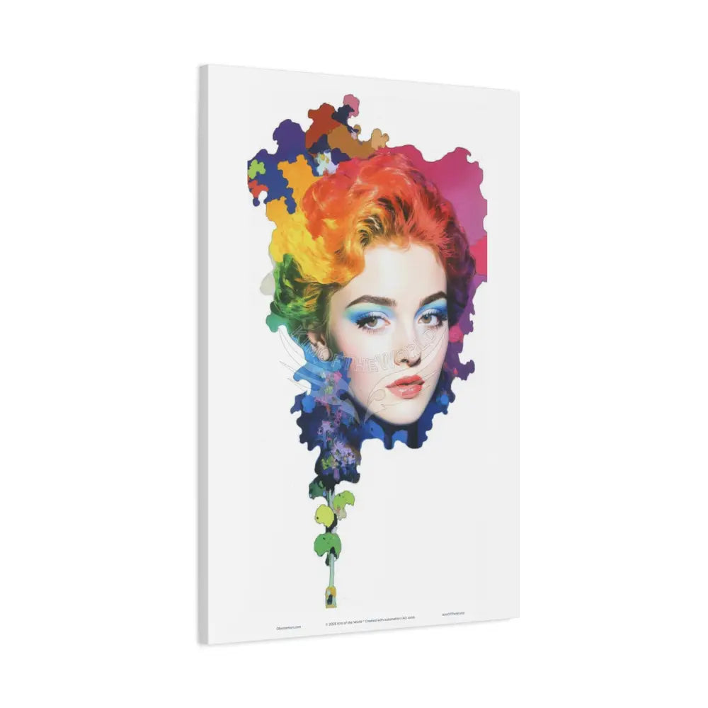 Colorful Artist Paint Lady Portrait Canvas Wall Art — Matte Stretched 1.25’’ 24’’ x 36’’ (Vertical) / 1.25’’ Canvas