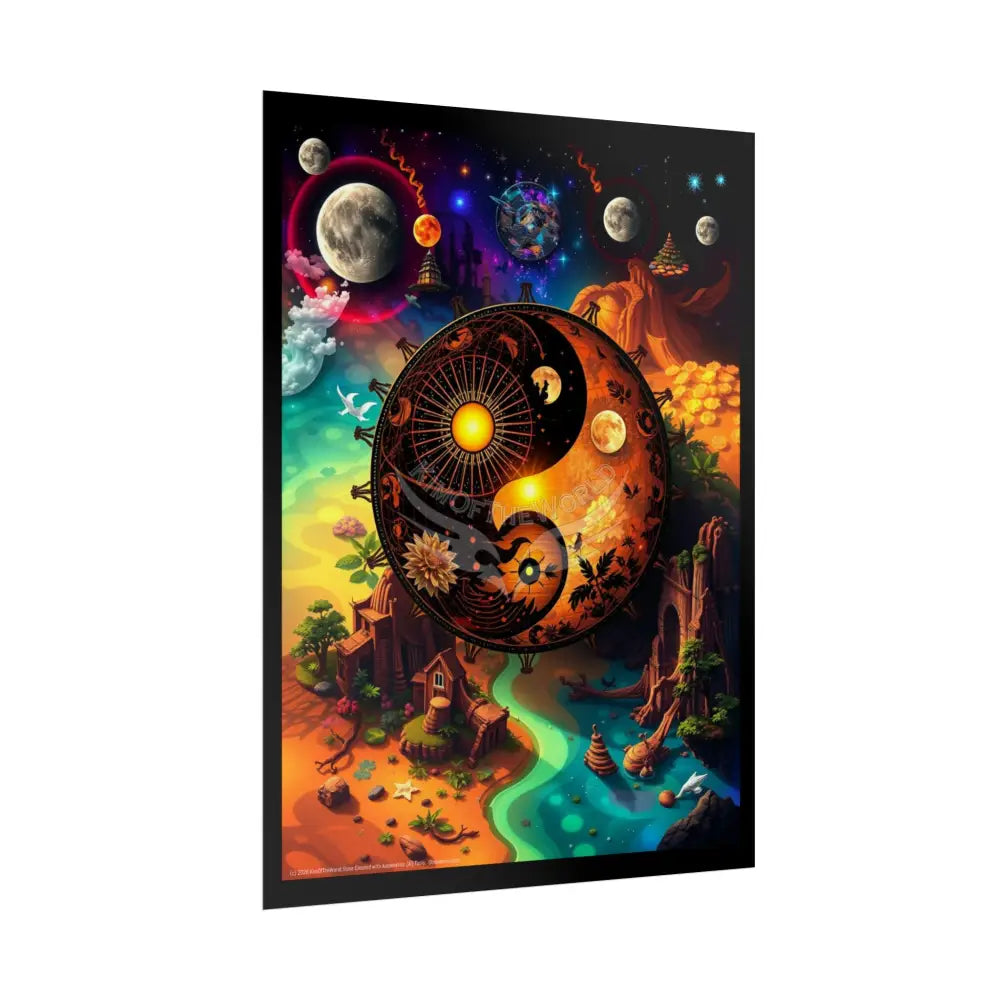 Colorful Artistic Mystic Mashup Scenes Gothic Moon - 3D Yin & Yang rolled Poster Poster