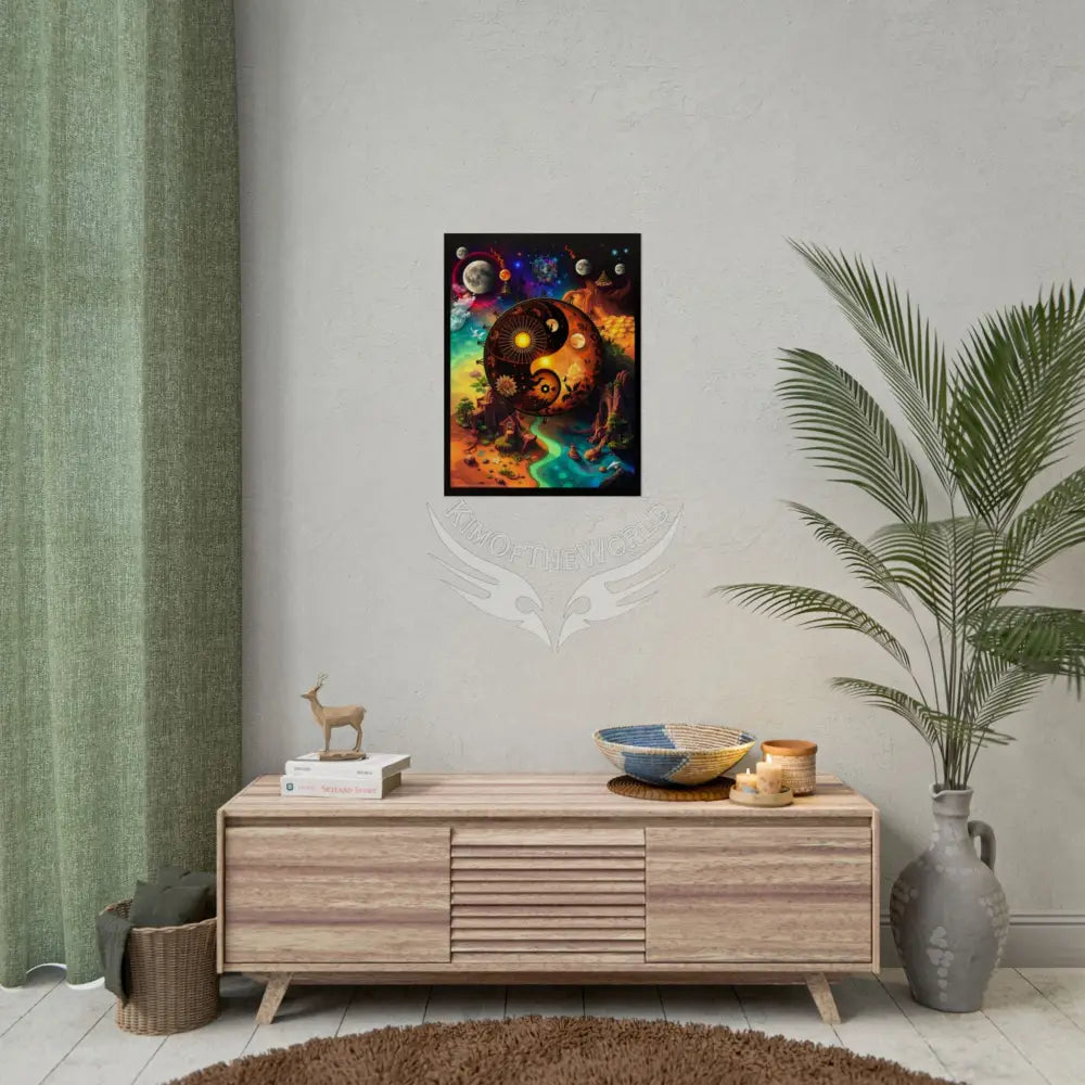 Colorful Artistic Mystic Mashup Scenes Gothic Moon - 3D Yin & Yang rolled Poster Poster