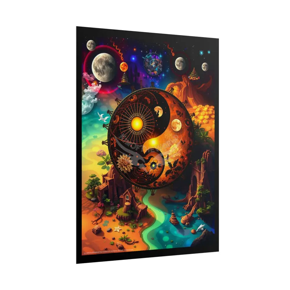 Colorful Artistic Mystic Mashup Scenes Gothic Moon - 3D Yin & Yang rolled Poster Poster