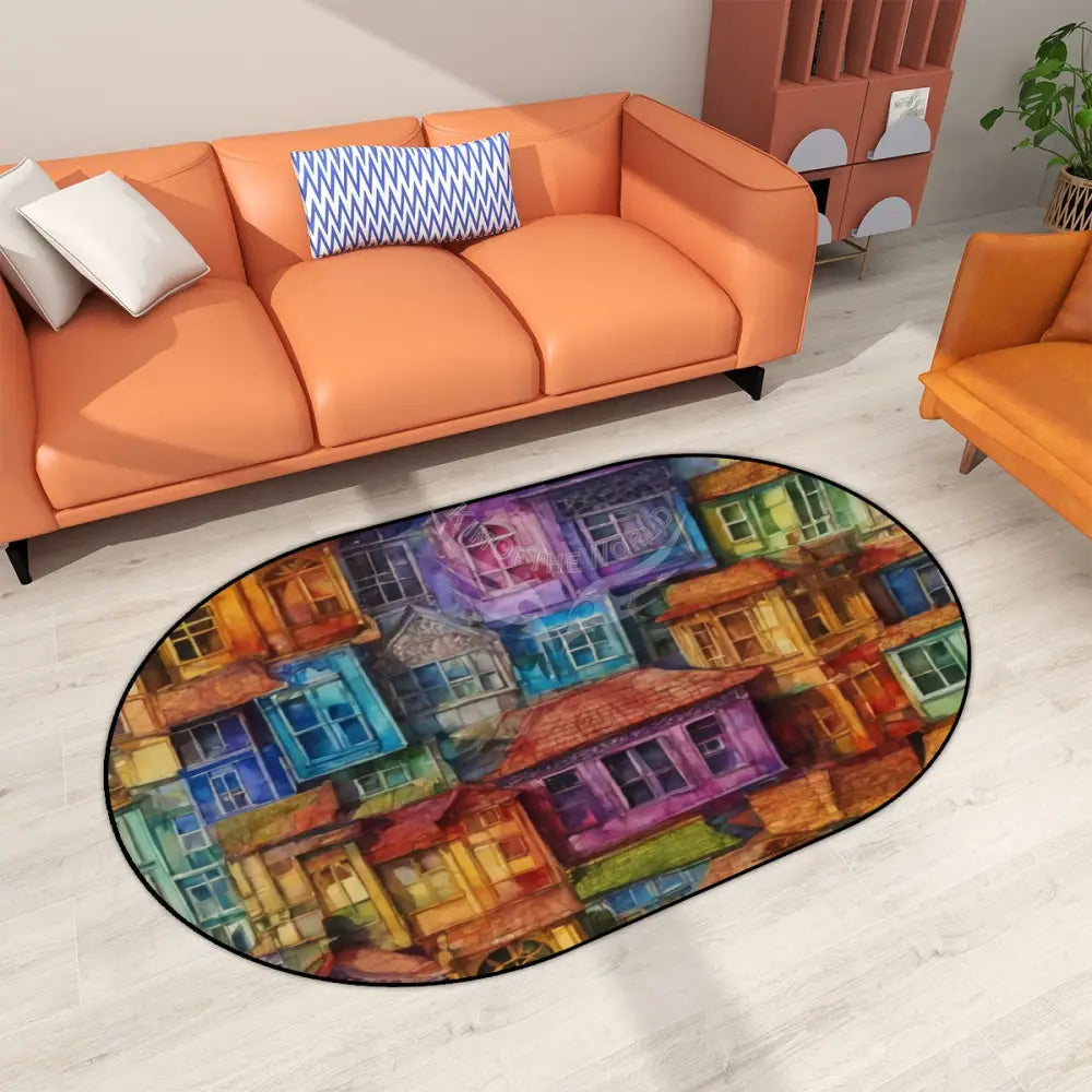 Colorful Bay Windows Multiple Sizes Oval Area Rug Rugs & Mats