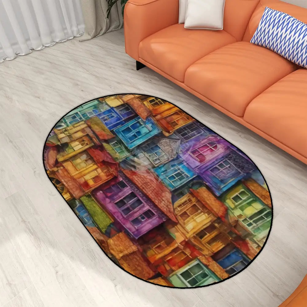 Colorful Bay Windows Multiple Sizes Oval Area Rug Rugs & Mats
