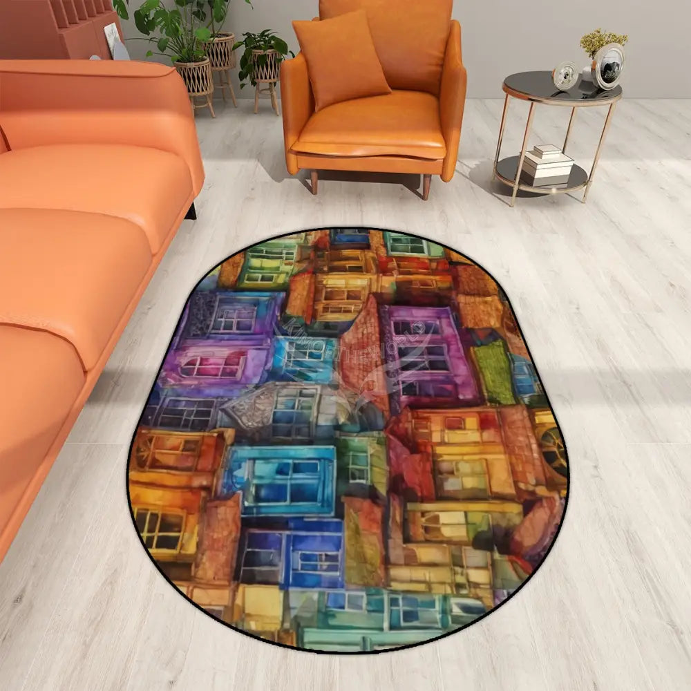 Colorful Bay Windows Multiple Sizes Oval Area Rug Rugs & Mats