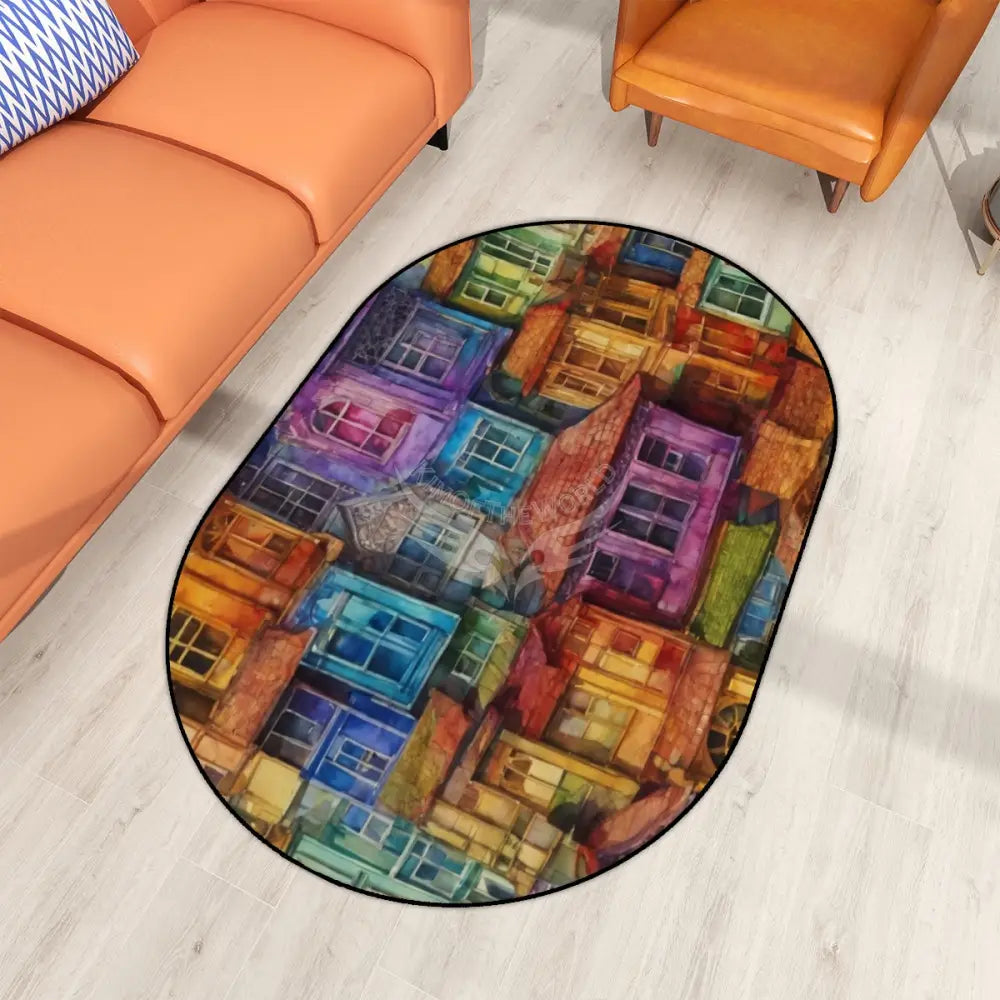 Colorful Bay Windows Multiple Sizes Oval Area Rug Rugs & Mats