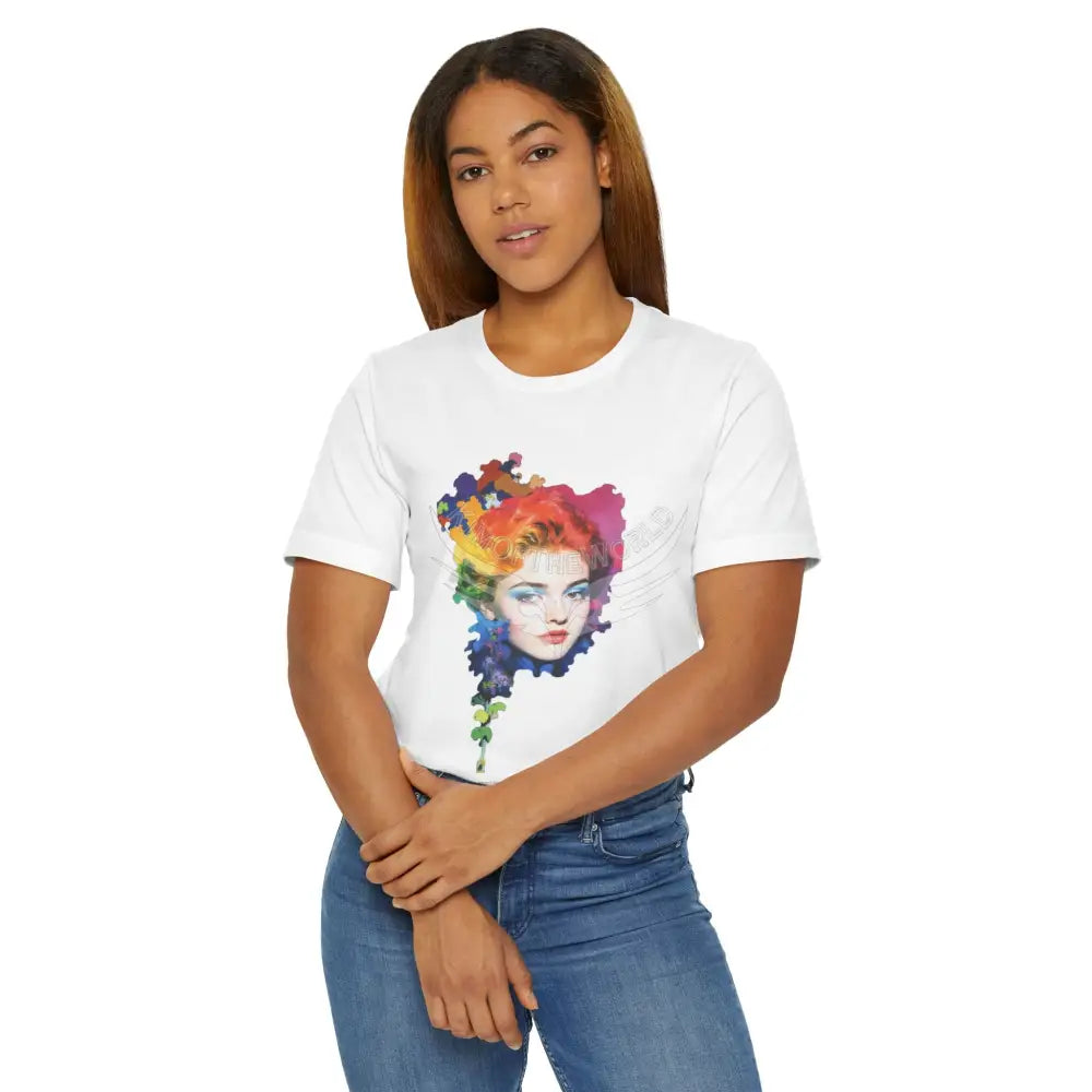 Colorful Character Art Lady Portrait Paint Graphic Tee T-Shirt
