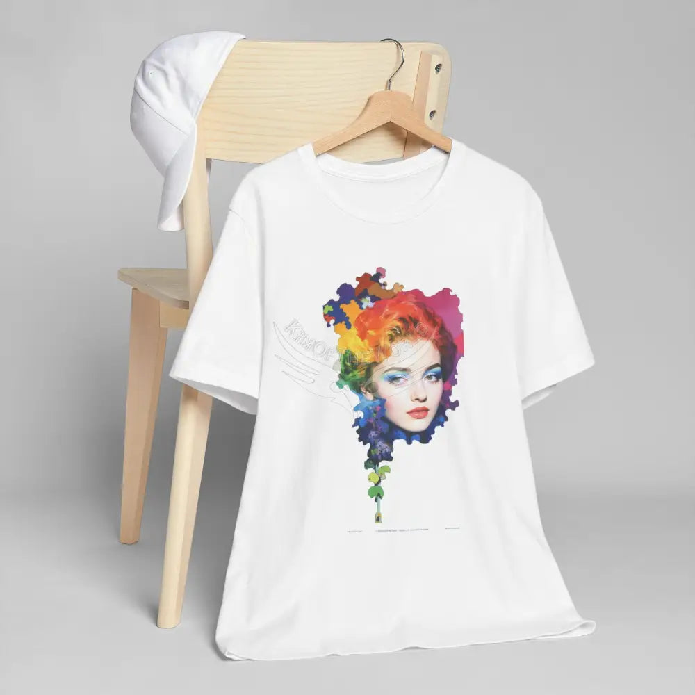 Colorful Character Art Lady Portrait Paint Graphic Tee T-Shirt