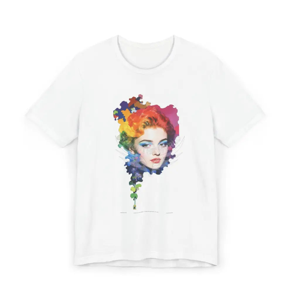 Colorful Character Art Lady Portrait Paint Graphic Tee White / S T-Shirt
