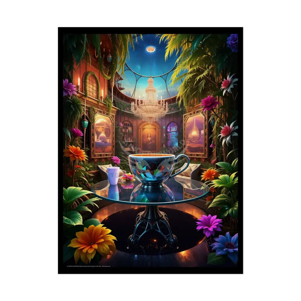 Colorful Coffee Break & Tea Room with Giant Coffee Cup Poster — Rolled Wall Art for Coffee & Tea Lovers 18″ x 24″