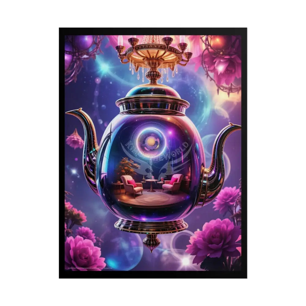 Colorful Coffee Break & Tea Room with Giant Coffee Pot Tea Kettle Cup Poster — Rolled Wall Art for Coffee & Tea Lovers