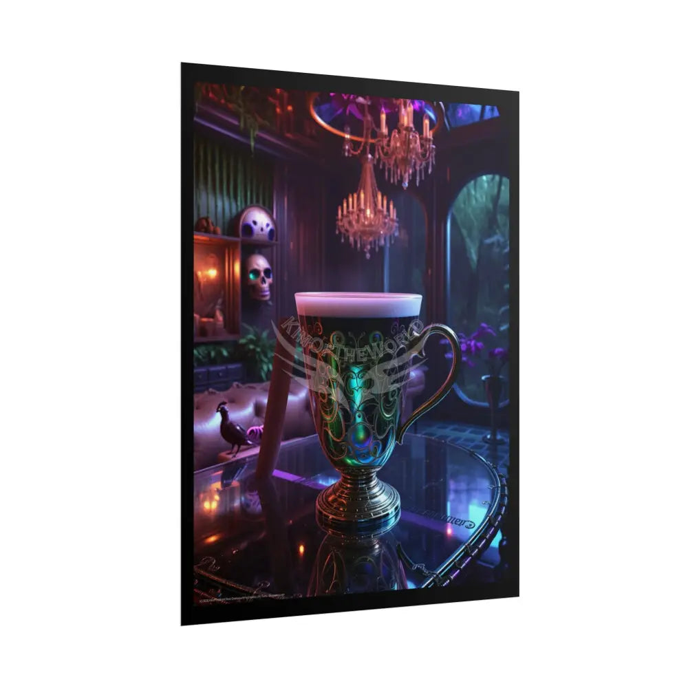 Colorful Coffee Break & Tea Room with Giant Coffee Pot Tea Kettle Cup Poster — Rolled Wall Art for Coffee & Tea Lovers