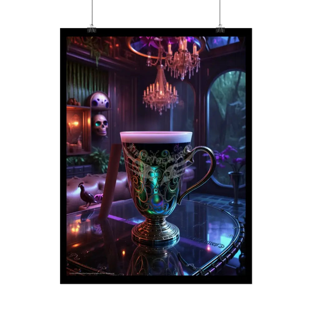 Colorful Coffee Break & Tea Room with Giant Coffee Pot Tea Kettle Cup Poster — Rolled Wall Art for Coffee & Tea Lovers