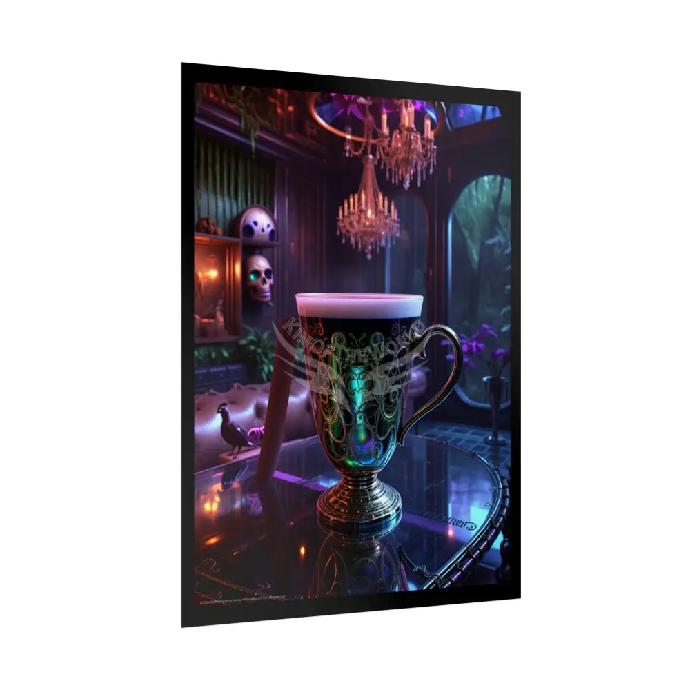 Colorful Coffee Break & Tea Room with Giant Coffee Pot Tea Kettle Cup Poster — Rolled Wall Art for Coffee & Tea Lovers