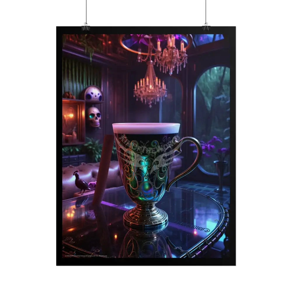 Colorful Coffee Break & Tea Room with Giant Coffee Pot Tea Kettle Cup Poster — Rolled Wall Art for Coffee & Tea Lovers