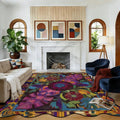 Colorful Floral Festive Vibes Scalloped Area Rug 120’’x96’’ 120’’x96’’ Rugs & Mats