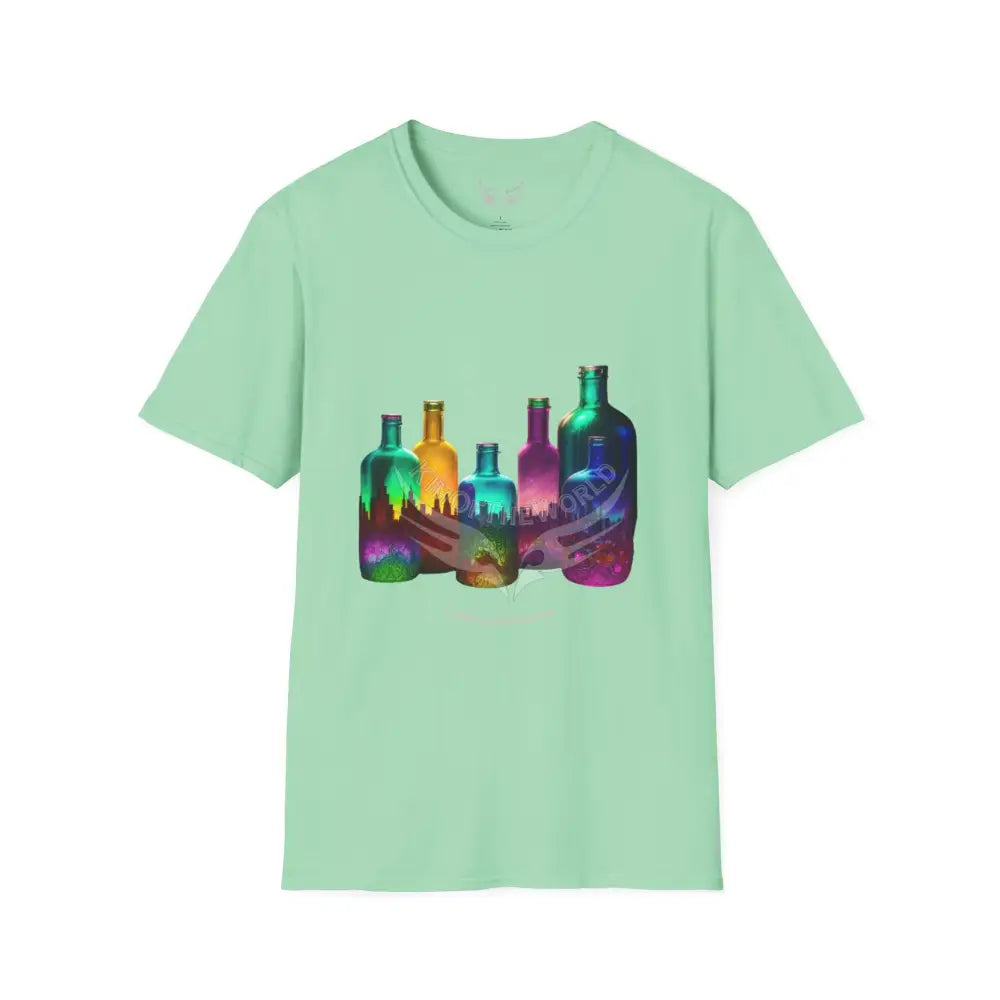 Colorful Glass Bottles Antiquing Tee - Softstyle T-Shirt Mint Green / S T-Shirt