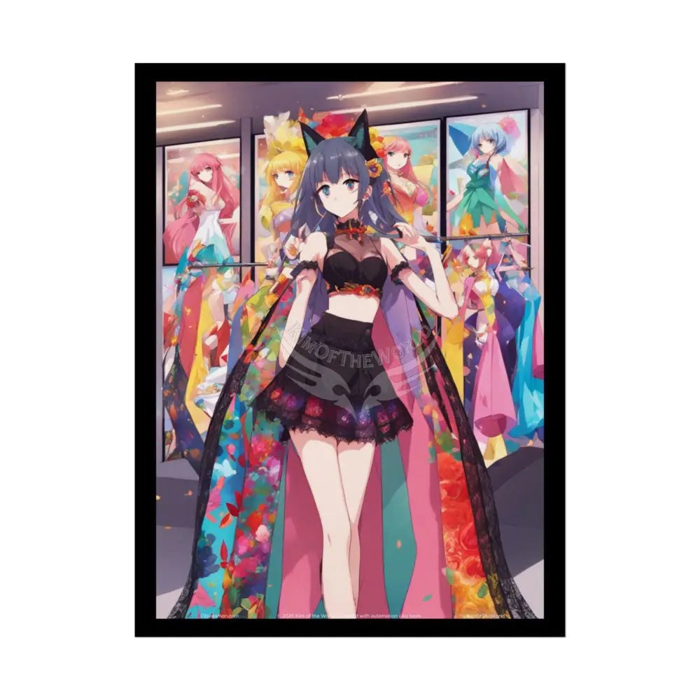 Colorful Rainbow Anime Fashion Lady Tall Girl Fashion Giantess Stiletto Fetish Poster — Art Print 18″ x 24″ (Vertical)
