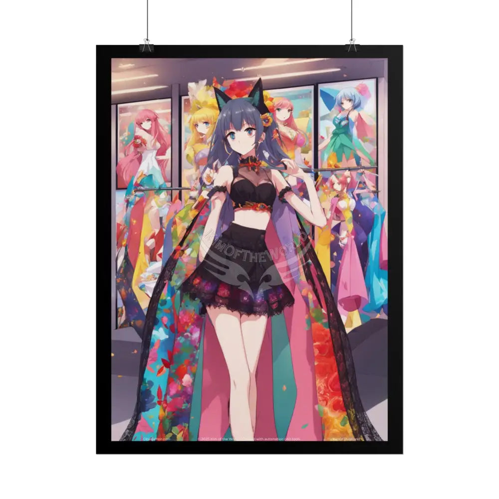Colorful Rainbow Anime Fashion Lady Tall Girl Fashion Giantess Stiletto Fetish Poster — Art Print Poster